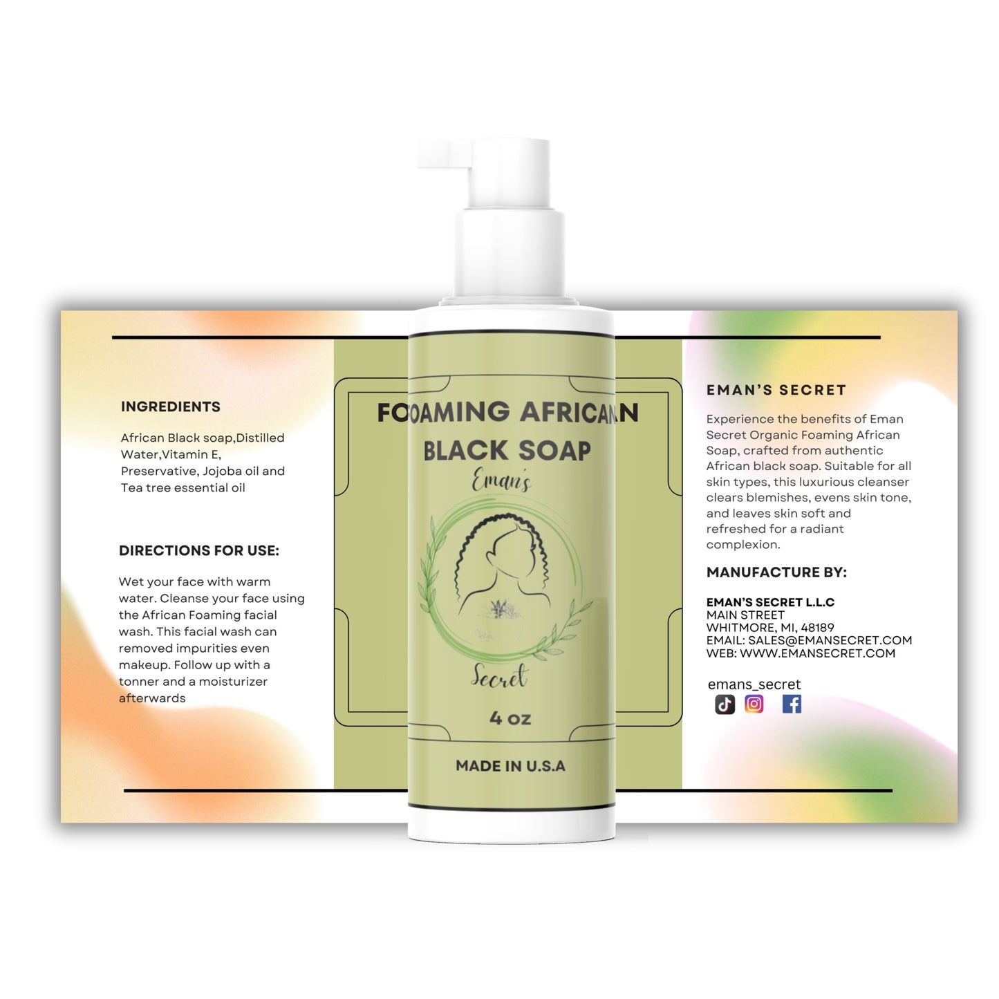 Foaming facial wash - African black soap